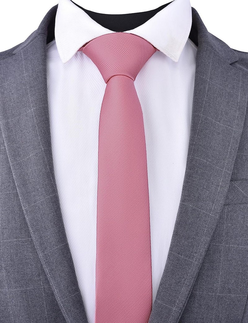 Branduce 2.4"（6cm） Solid Pure Color Skinny Tie Plain Slim Necktie for Men - Image 2
